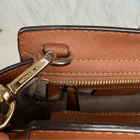 Michael Kors Selma Medium Crossbody Bag - Cognac Saffiano Leather - Picture 13 of 15